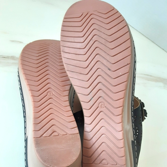 FUDYNMALC Black Floral Studded Compy Orthopedic Arch Support Thong Wedge Sz 10.5 - Picture 10 of 11